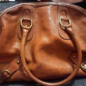 Banana Republic Large Leather Tan Bowling Bag/Handbag